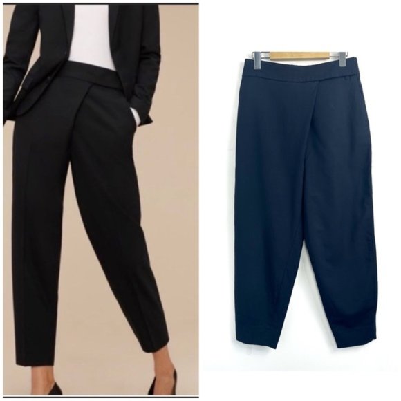 Aritzia Babaton Navy Dustin wool crop pant Sz 6 - Picture 1 of 6